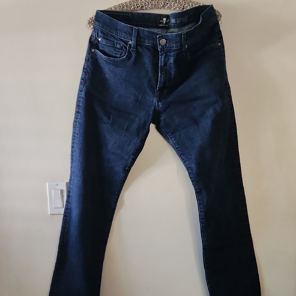 7 For All Mankind Slim Straight Dark Blue Jeans